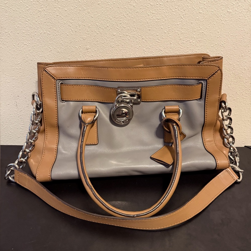 Stylish Tan and Gray Women's Handbag